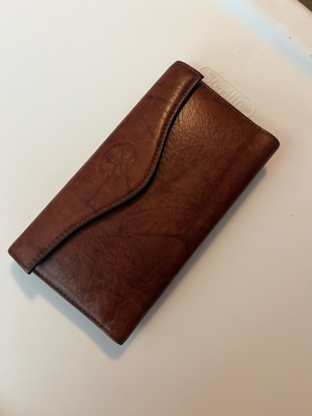 BUXTON Genuine High Grade Leather 8” Wallet w Checkbook Cover Marbled Brown EEUC - Picture 12 of 13